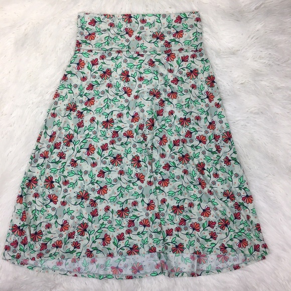 LulaRoe Size Medium Floral Green A Line Skirt - Picture 2 of 4